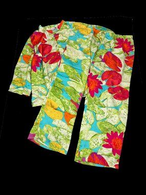 Natori Lotus Flower Bloom 2 Pc Pajamas Set Womens 1X